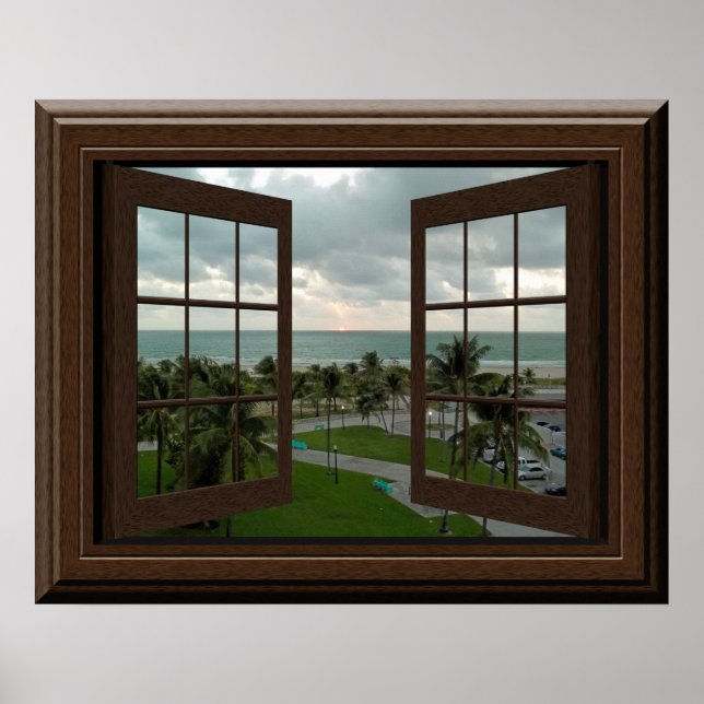 Faux Window Poster tropisk sjöscen (Framsidan)