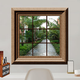 Faux Window Scene Lush Tropical liggande vy Poster