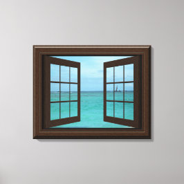 Faux Window View Aquamarine Ocean Scene Tranquil Canvastryck