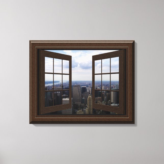 Faux Window View Empire state Byggnad NYC Canvas (Framsida)