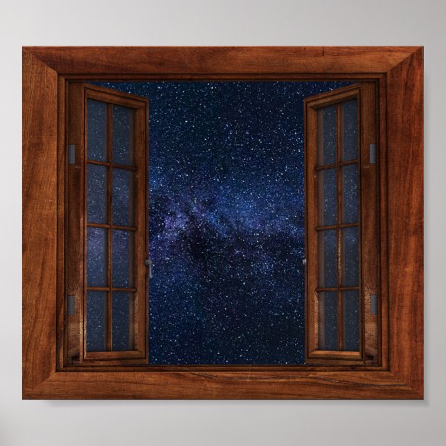 Faux Window View Milky Way Space Stars Fantasy Poster (Framsidan)