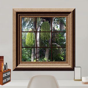 Faux Window View Tropical Forest Träd Poster