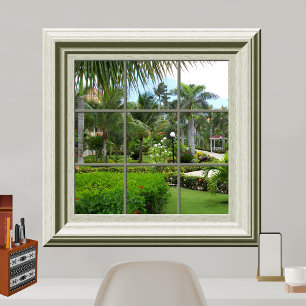 Faux Window Zen Tropical Ligcape Relaxing Poster