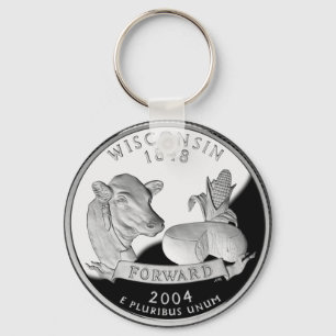 Faux Wisconsin State Quarter Cow Cheese Maj Farm Nyckelring