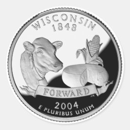Faux Wisconsin State Quarter Cow Cheese Maj Farm Runt Klistermärke