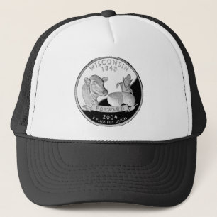 Faux Wisconsin State Quarter Cow Cheese Maj Farm Truckerkeps