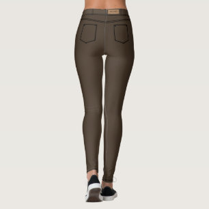 Faux Women's Brown Denim Jeans Leggings
