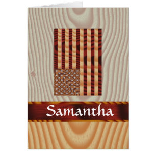 Faux wood American flagga Hälsningskort