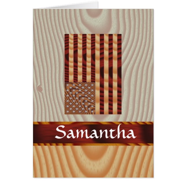 Faux wood American flagga Hälsningskort (Framsidan)