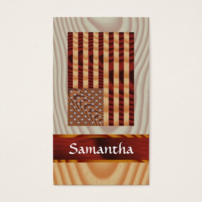 Faux wood American flagga Visitkort (Framsidan)