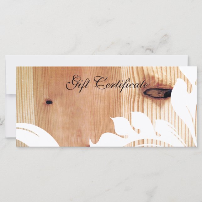 Faux Wood and White Blommigt Gift Certificate (Framsida)