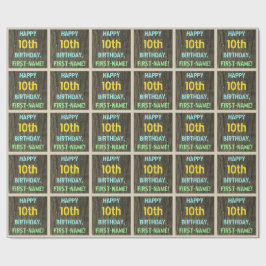 Faux Wood, färgat textutseende, 10:e födelsedagen  Presentpapper