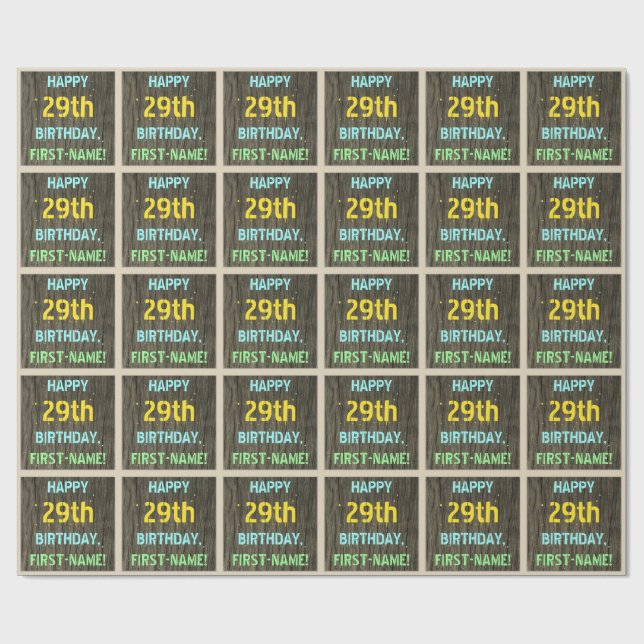Faux Wood, färgat textutseende, 29:e födelsedagen  Presentpapper (Platt)