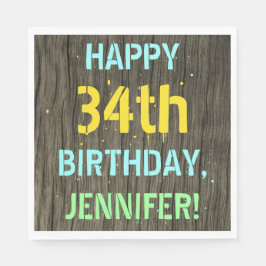 Faux Wood, färgat textutseende, 34:e födelsedagen  Pappersservett