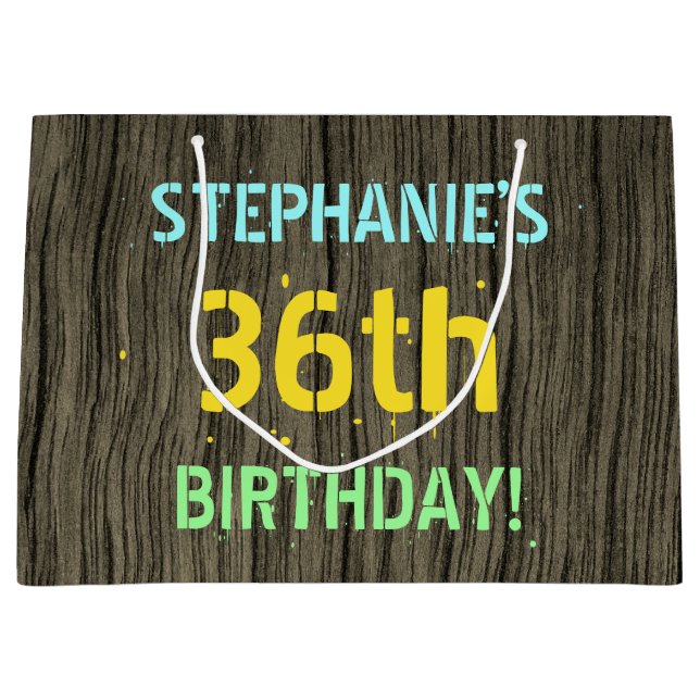 Faux Wood, färgat textutseende, 36:e födelsedagen  (Framsidan)