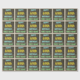 Faux Wood, färgat textutseende, 69:e födelsedagen  Presentpapper