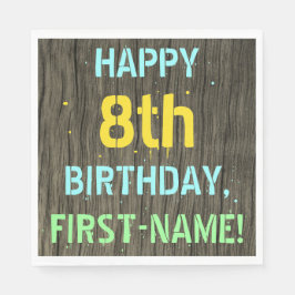 Faux Wood, färgat textutseende, 8:e födelsedag + N Pappersservett