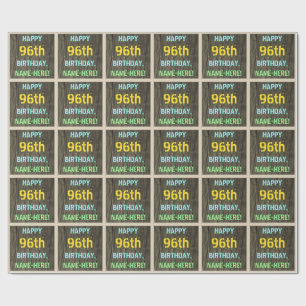 Faux Wood, färgat textutseende, 96:e födelsedagen  Presentpapper