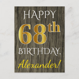 Faux Wood, Faux Guld 68:e födelsedagen + eget namn Vykort