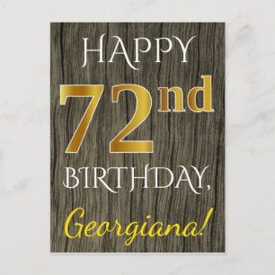 Faux Wood, Faux Guld 72:a födelsedagen + eget namn Vykort