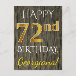 Faux Wood, Faux Guld 72:a födelsedagen + eget namn Vykort