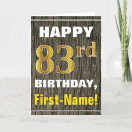 Faux Wood, Faux Guld 83:e födelsedagen + Namn Kort