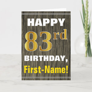 Faux Wood, Faux Guld 83:e födelsedagen + Namn Kort