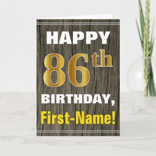 Faux Wood, Faux Guld 86:e födelsedagen + Namn Kort