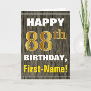 Faux Wood, Faux Guld 88:e födelsedagen + Namn Kort