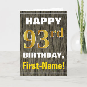 Faux Wood, Faux Guld 93:e födelsedagen + Namn Kort