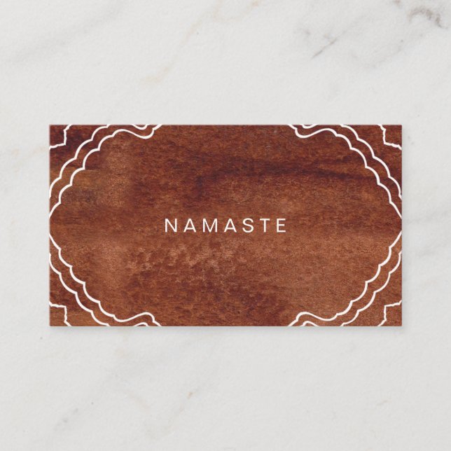 Faux Wood Grain Coola Yoga Teacher Visitkort (Framsida)