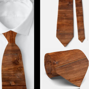 Faux Wood Grain Masculine Rustic Neck Tie Necktie Slips