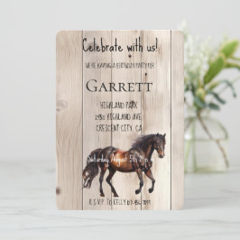 Faux Wood Horse Birthday Inbjudningar