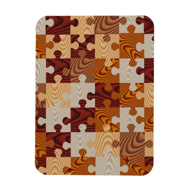 Faux wood jigszawa puzze magnet (Vertikal)