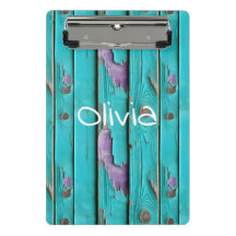 Faux Wood Lila and Turquise Blue