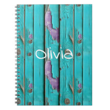 Faux Wood Lila and Turquise Blue