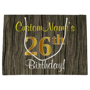 Faux Wood look, Faux Guld 26:e födelsedagen + Namn