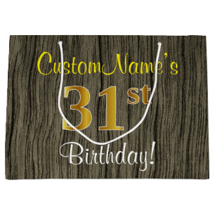 Faux Wood look, Faux Guld 31a Birthday + Namn