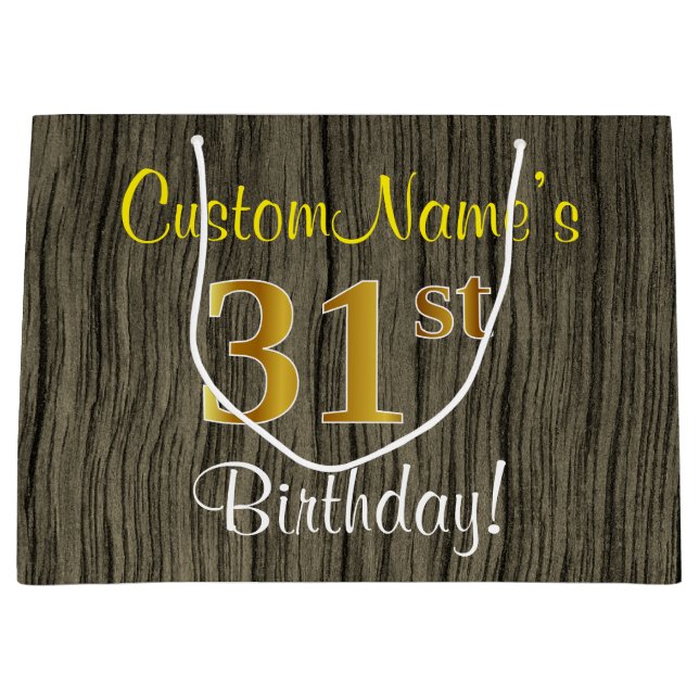 Faux Wood look, Faux Guld 31a Birthday + Namn (Framsidan)