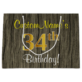 Faux Wood look, Faux Guld 34:e födelsedagen + Namn