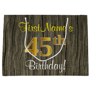 Faux Wood look, Faux Guld 45:e födelsedagen + Namn