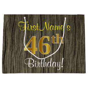 Faux Wood look, Faux Guld 46:e födelsedagen + Namn