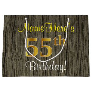 Faux Wood look, Faux Guld 55:e födelsedagen + Namn