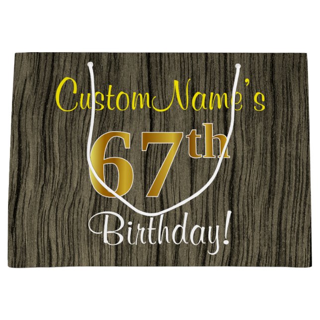 Faux Wood look, Faux Guld 67:e födelsedagen + Namn (Framsidan)