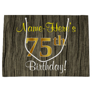 Faux Wood look, Faux Guld 75:e Birthday + Namn