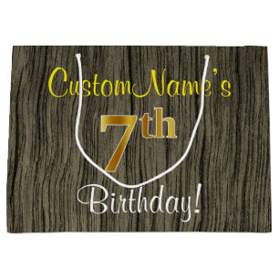 Faux Wood look, Faux Guld 7:e Birthday + Namn