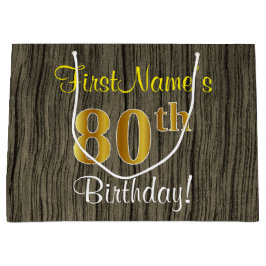 Faux Wood look, Faux Guld 80 Birthday + Namn