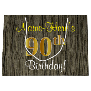 Faux Wood look, Faux Guld 90:e Birthday + Namn
