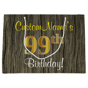 Faux Wood look, Faux Guld 99 Birthday + Namn