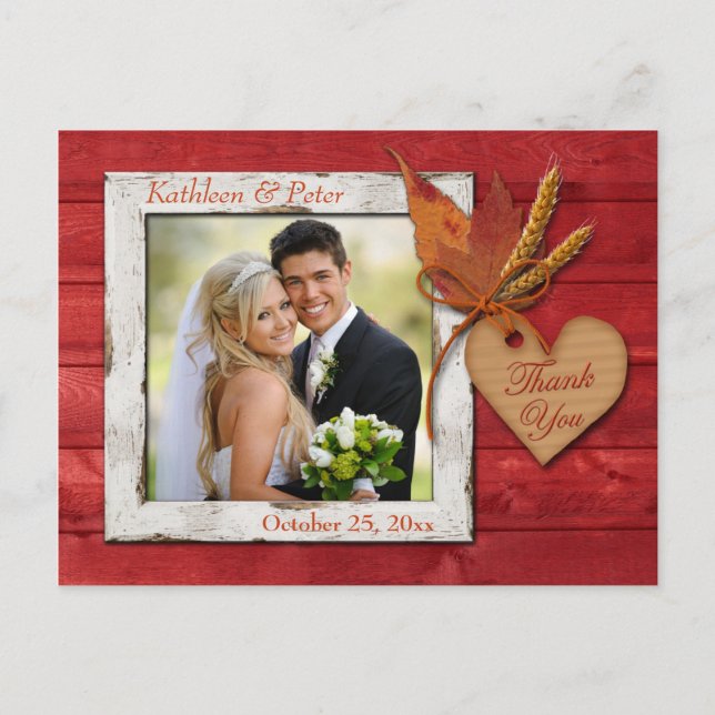 FAUX Wood, Löv, Heart Tack Post Card Vykort (Framsida)